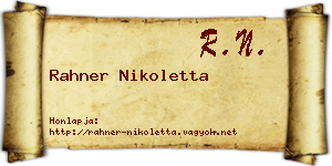 Rahner Nikoletta névjegykártya